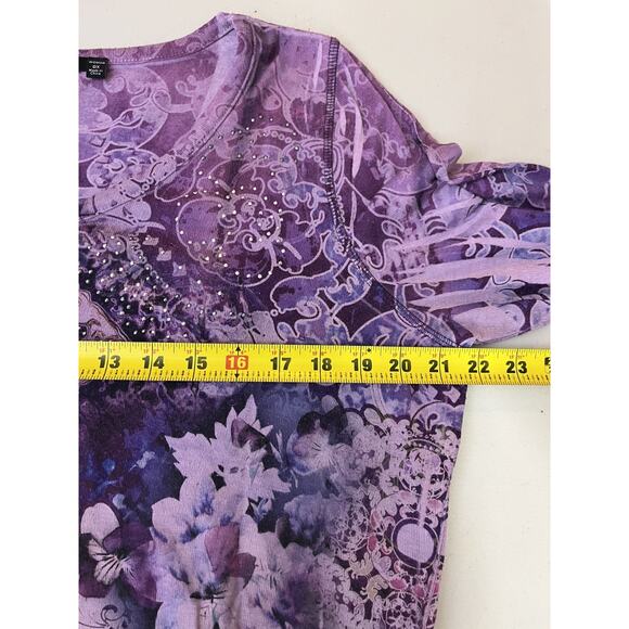 Y2K 90s Fairy Psychedelic Witchy Floral Mandala Boho Top 0X Flowy Artsy Hippie - Picture 12 of 14